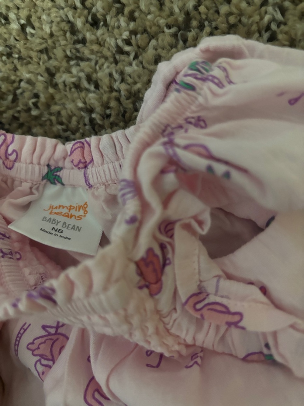 Jumping Beans NB Pink Flamingo Print Baby Two-Piece Set - Picture 3 of 4
